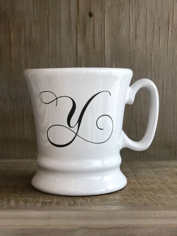 Cu. Taza francesa heráldica "Y" blanco cristal